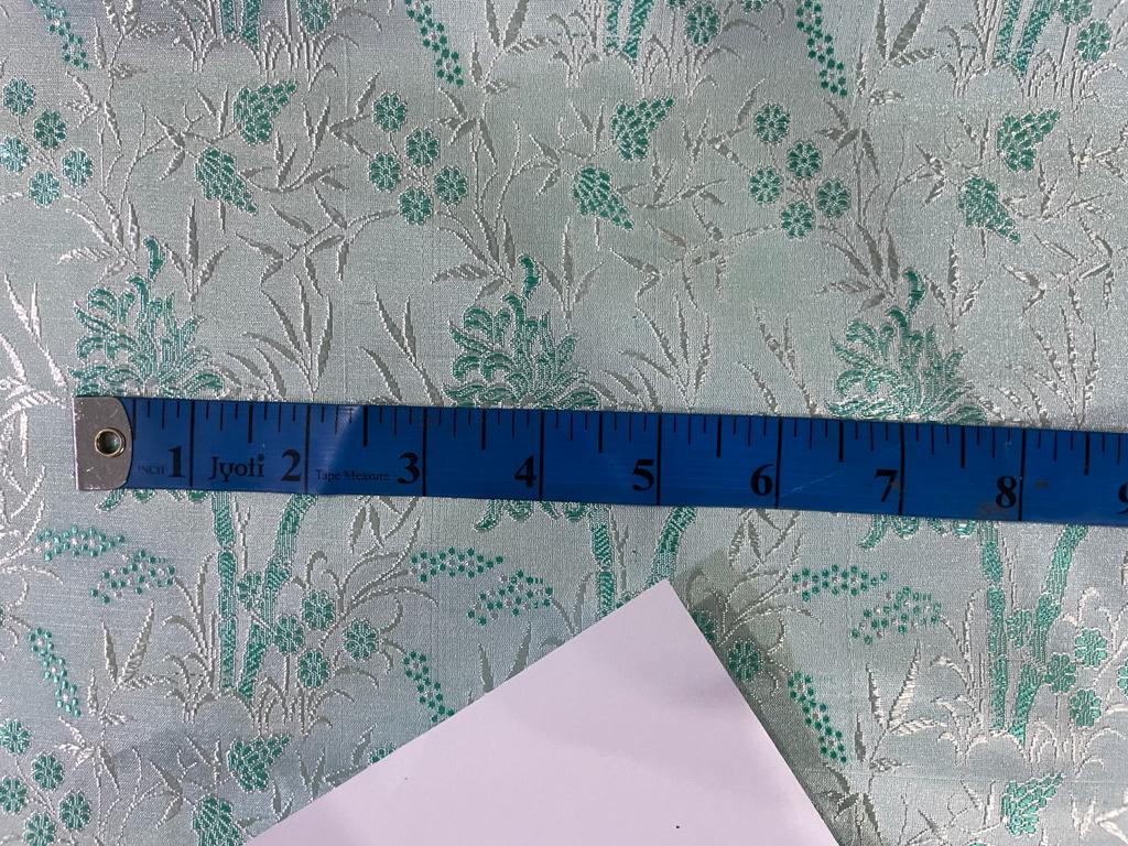 SILK BROCADE FABRIC Light Sea Green colour 44" wide BRO272[1]