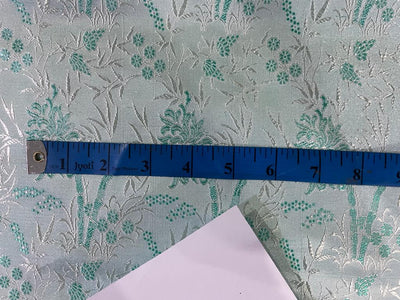 SILK BROCADE FABRIC Light Sea Green colour 44" wide BRO272[1]