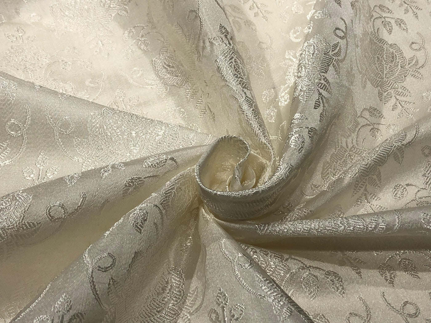 Silk Brocade fabric white ivory self jacquard jacquard BRO1025[4]