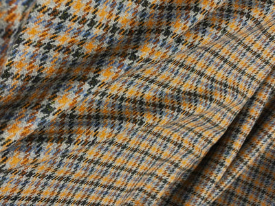 Tweed Premium Suiting Wool Blended plaids in grey ,green, mustard and blue Fabric 58" wide [17745]