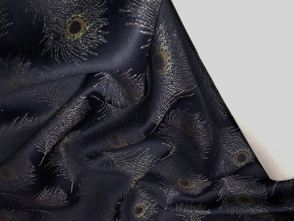 WOOL SUITING 58" wide 52% WOOL 48% POLY peacock feather motifs [15585]