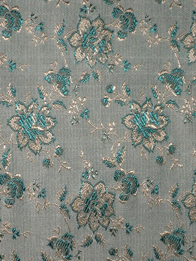 Silk Brocade Fabric Sea Green,Light Gold &amp; Grey color 44" wide BRO159[5]