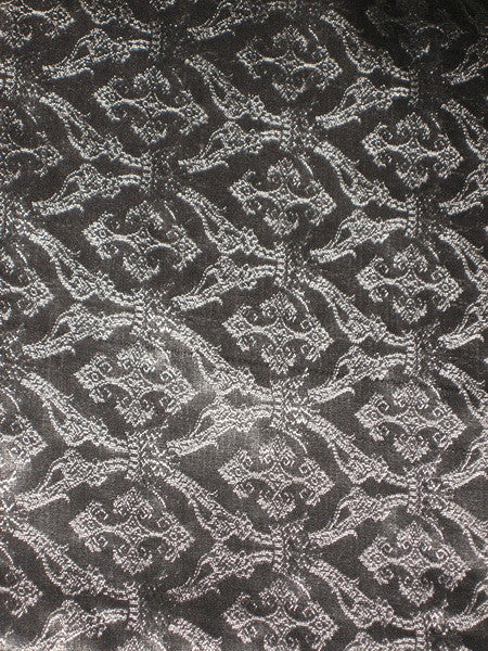 SILK BROCADE FABRIC Dark Steel Greyish Silver colour 44" wide Vestment design BRO159[4]