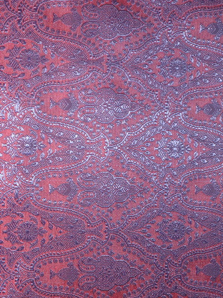 Silk Brocade fabric Rusty Red & Dark Blue Colour 44" wide BRO151[4]