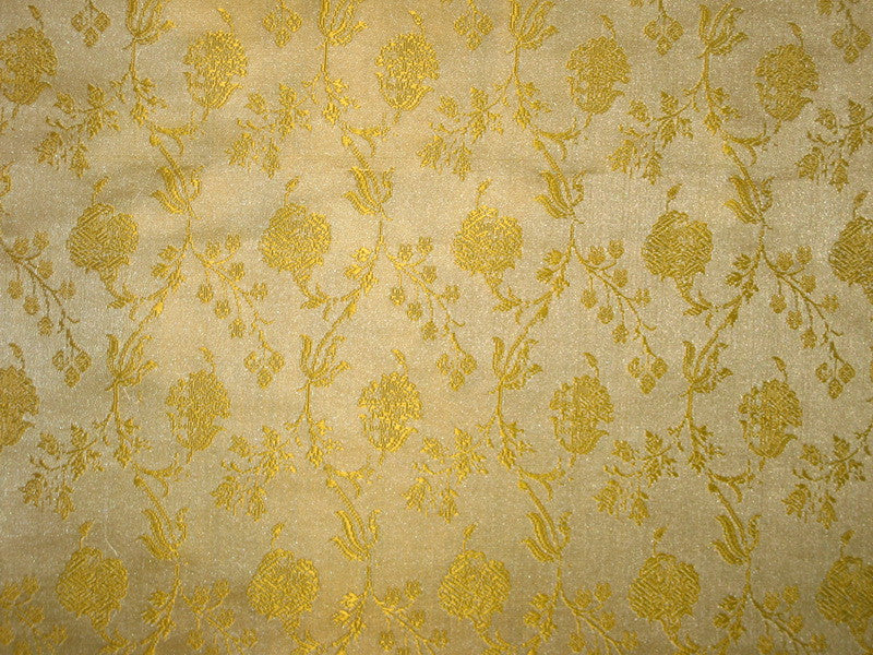 Silk Brocade fabric Yellow & Faint Blue Color 44" wide BRO89[4]