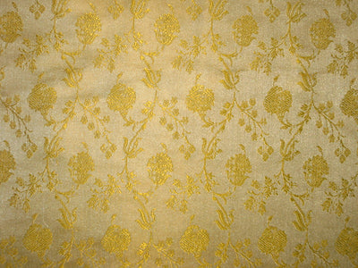 Silk Brocade fabric Yellow & Faint Blue Color 44" wide BRO89[4]