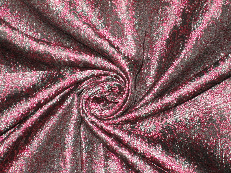 Silk Brocade fabric Pink ,Black & Blue Color 44" wide BRO156[2]