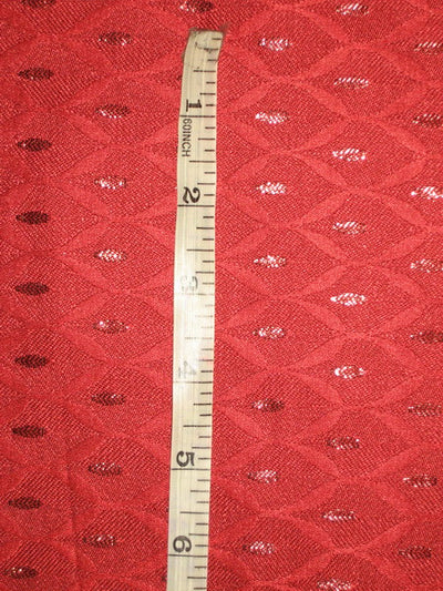 Silk Brocade Fabric bright Red & Metallic 44" wide BRO104[5]