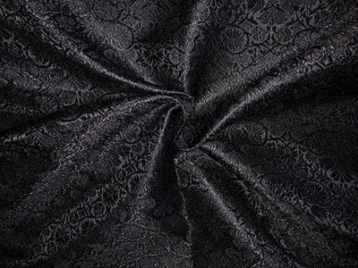 Silk Brocade fabric 56" jet black with self small floral jacquard BRO1057[4]