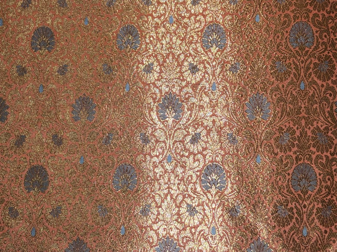 Silk Brocade fabric available in 2 colors sea green and peach orange jacquard  BRO1081[1/2]