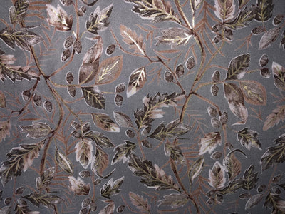 Premium Viscose Rayon fabric with foil print LEAFY VINES 58" wide available in TWO  colors WINE DEREK AND GREY