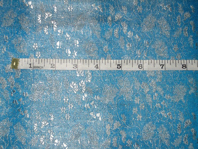 Silk Brocade Fabric Ivory, Blue & Metallic Gold 44" wide BRO164[3]