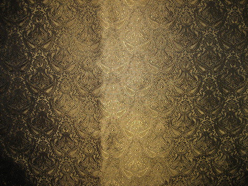 Spun Silk Brocade Fabric Khaki Gold Black 44" wide BRO165[4]