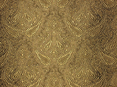 Spun Silk Brocade Fabric Khaki Gold Black 44" wide BRO165[4]