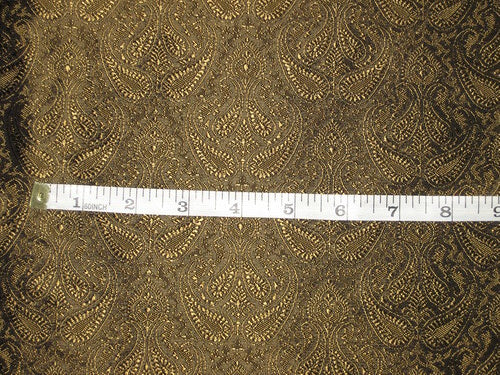 Spun Silk Brocade Fabric Khaki Gold Black 44" wide BRO165[4]