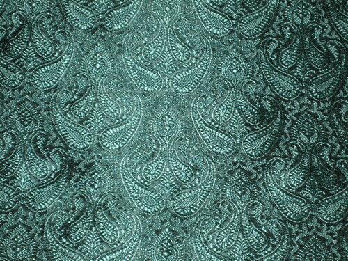 Spun Silk Brocade Fabric Sea Green Black 44" wide BRO165[5]