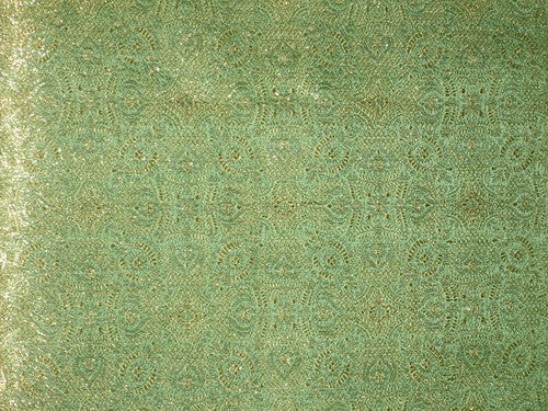 Pure SILK BROCADE FABRIC Metallic Gold &amp; Sea Green 44" wide BRO164[6]