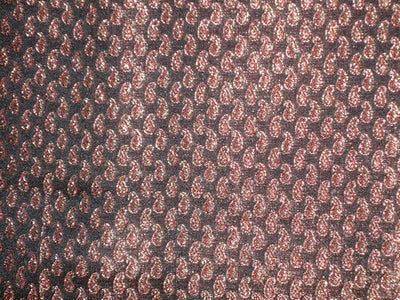 Pure SILK BROCADE FABRIC Metallic Gold,Red &amp; Black 44" wide BRO164[5]