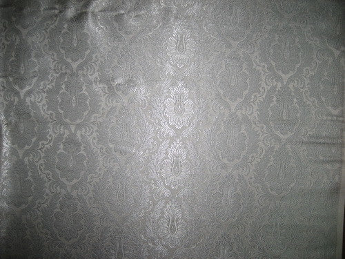 SILK BROCADE FABRIC Metallic Silver & Ivory 44" wide BRO168[1]