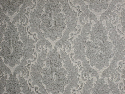 SILK BROCADE FABRIC Metallic Silver & Ivory 44" wide BRO168[1]