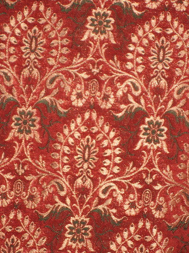 Pure Heavy Silk Brocade Fabric Red,Green &amp; Metallic Gold color 44" wide BRO168[3]