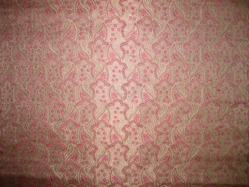 SILK BROCADE FABRIC Gold, Pink & Baby Pink color 44" wide BRO160[5]