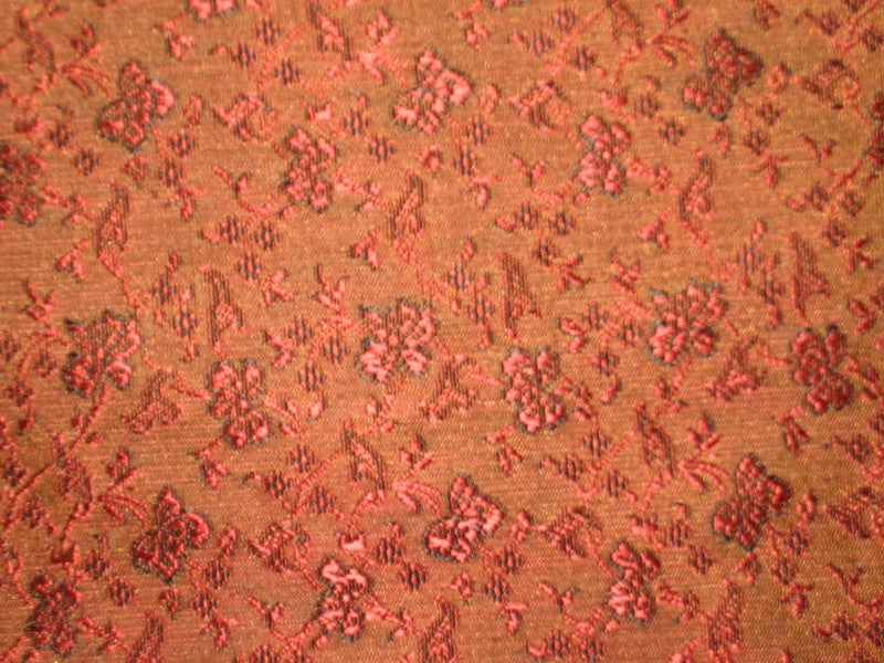 SILK BROCADE FABRIC Red,Brown & Black color 44" wide BRO160[4]