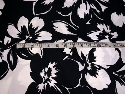 100% Cotton Poplin lycra Floral Print black and white 44" wide [16163]