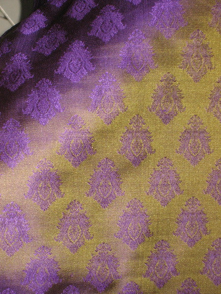 Silk Brocade Fabric Iridescent Green & Purple 44" wide BRO162[1]