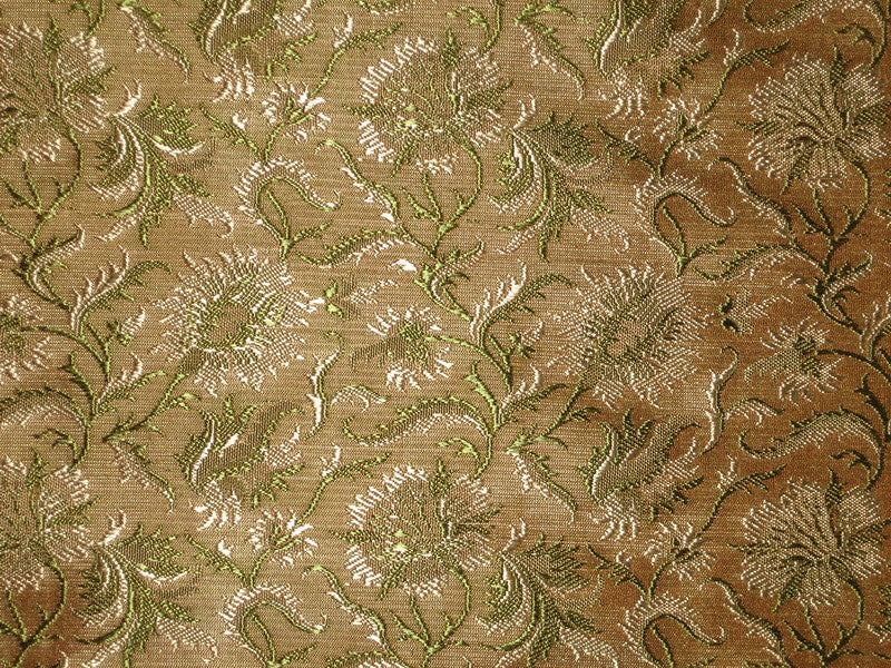 Silk Brocade fabric Golden Brown & Green color 44" wide BRO162[5]