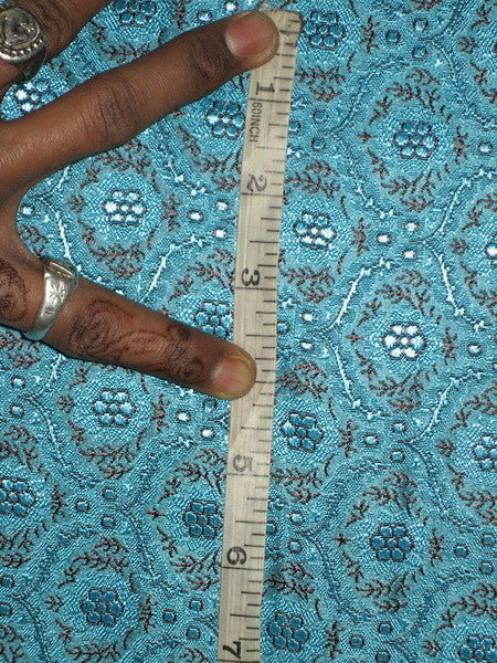 Silk Brocade fabric Blue single cutlength of 1.75yds bro162[4]