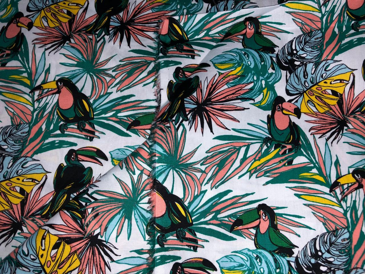 100% Cotton Poplin  Beach Prints 58" wide available in 4 prints red with blue skates/ bird bright orange flowers and the beach scene