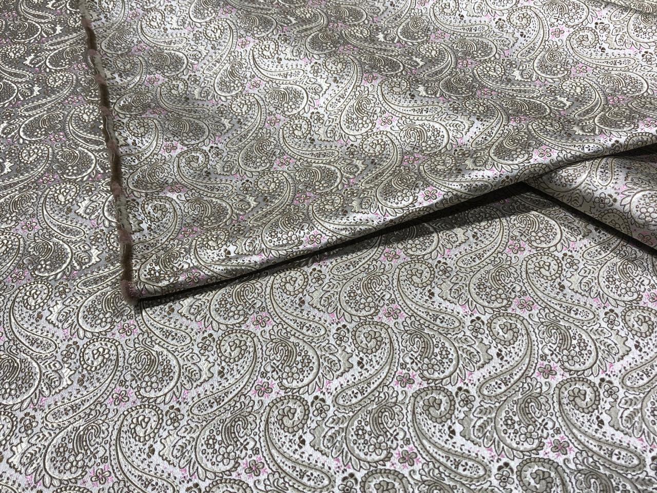 Brocade fabric subtle silver pink  color with paisley jacquard  44" wide reversable BRO1031[2]
