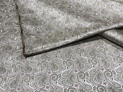 Brocade fabric subtle silver pink  color with paisley jacquard  44" wide reversable BRO1031[2]
