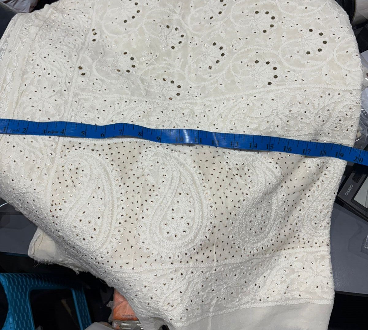 Stole with mukesh , a traditional Indian embroidery 44" wide and 3 yards long.[17686]