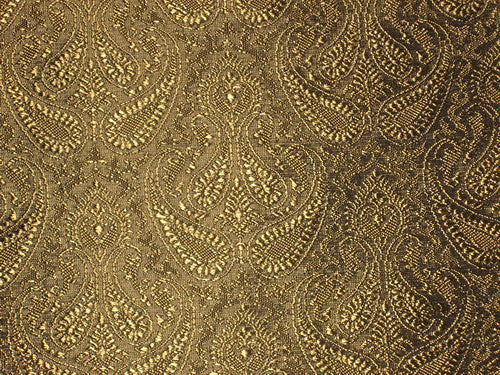 Spun Silk Brocade Fabric Khaki Gold Black 44" wide BRO165[4]