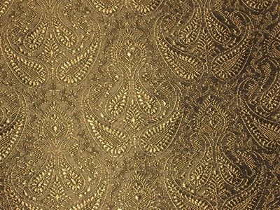 Spun Silk Brocade Fabric Khaki Gold Black 44" wide BRO165[4]