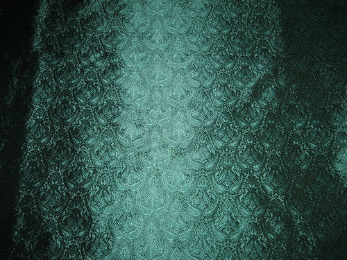 Spun Silk Brocade Fabric Sea Green Black 44" wide BRO165[5]