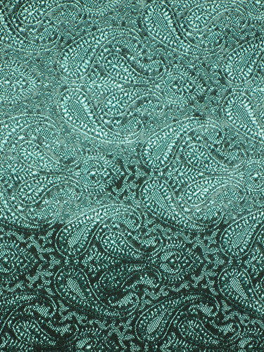 Spun Silk Brocade Fabric Sea Green Black 44" wide BRO165[5]