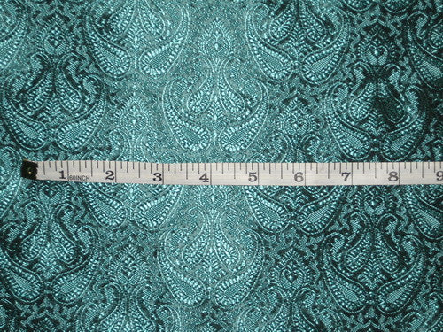 Spun Silk Brocade Fabric Sea Green Black 44" wide BRO165[5]