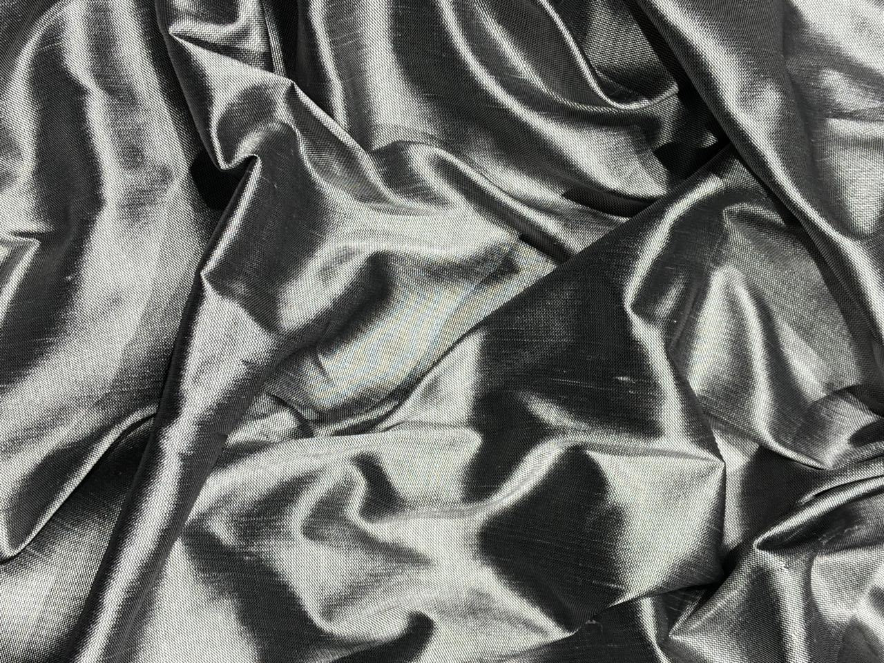 Silk Dupioni fabric SILVER [silver grey x ivory]  color 54" wide DUP426
