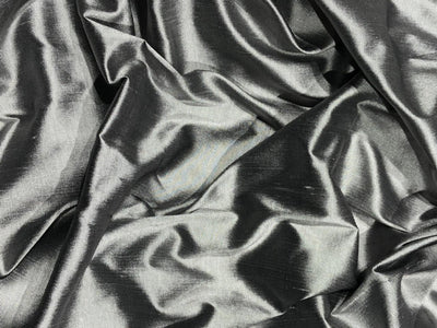 Silk Dupioni fabric SILVER [silver grey x ivory]  color 54" wide DUP426