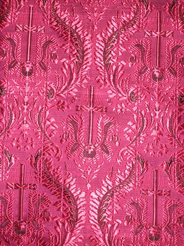Pure SILK BROCADE vestment FABRIC Pink &amp; Black color 44&quot;
