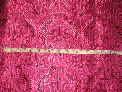 Pure SILK BROCADE vestment FABRIC Pink &amp; Black color 44&quot;