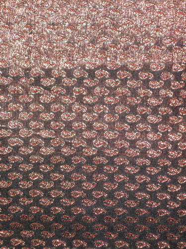 Pure SILK BROCADE FABRIC Metallic Gold,Red &amp; Black 44" wide BRO164[5]