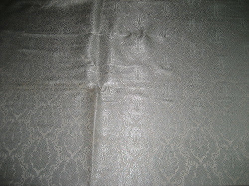 SILK BROCADE FABRIC Metallic Silver & Ivory 44" wide BRO168[1]