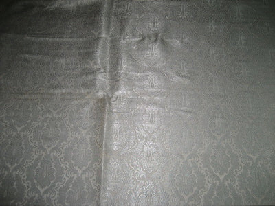 SILK BROCADE FABRIC Metallic Silver & Ivory 44" wide BRO168[1]