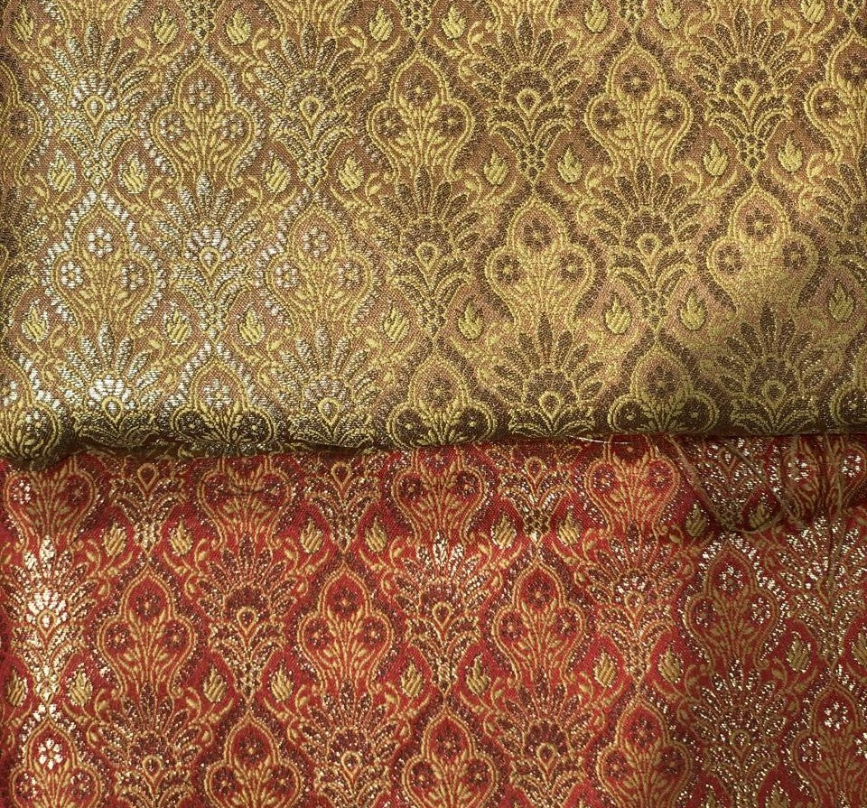 Silk Brocade fabric 44" available in 2 colors dusty peach, and peachy orange [BRO1041]