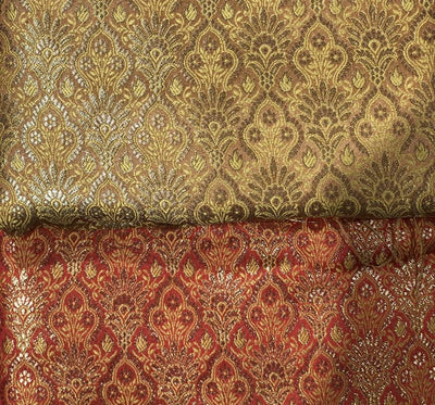 Silk Brocade fabric 44" available in 2 colors dusty peach, and peachy orange [BRO1041]