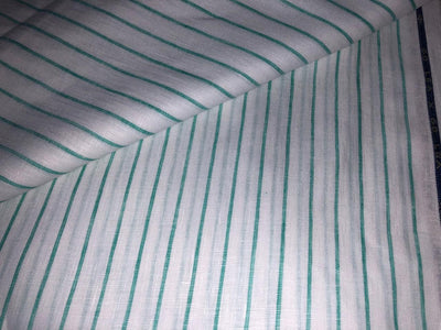 100% Linen stripe 60's Lea Fabric 58" wide available in 2 colors blue and sea green [17643/44]